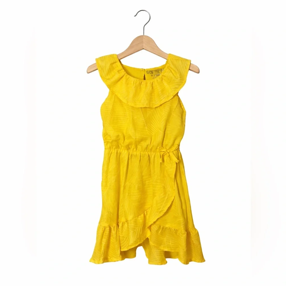OshKosh B’gosh Girls Yellow Ruffle Faux Wrap Dress Summer Size 3T Cute Boho